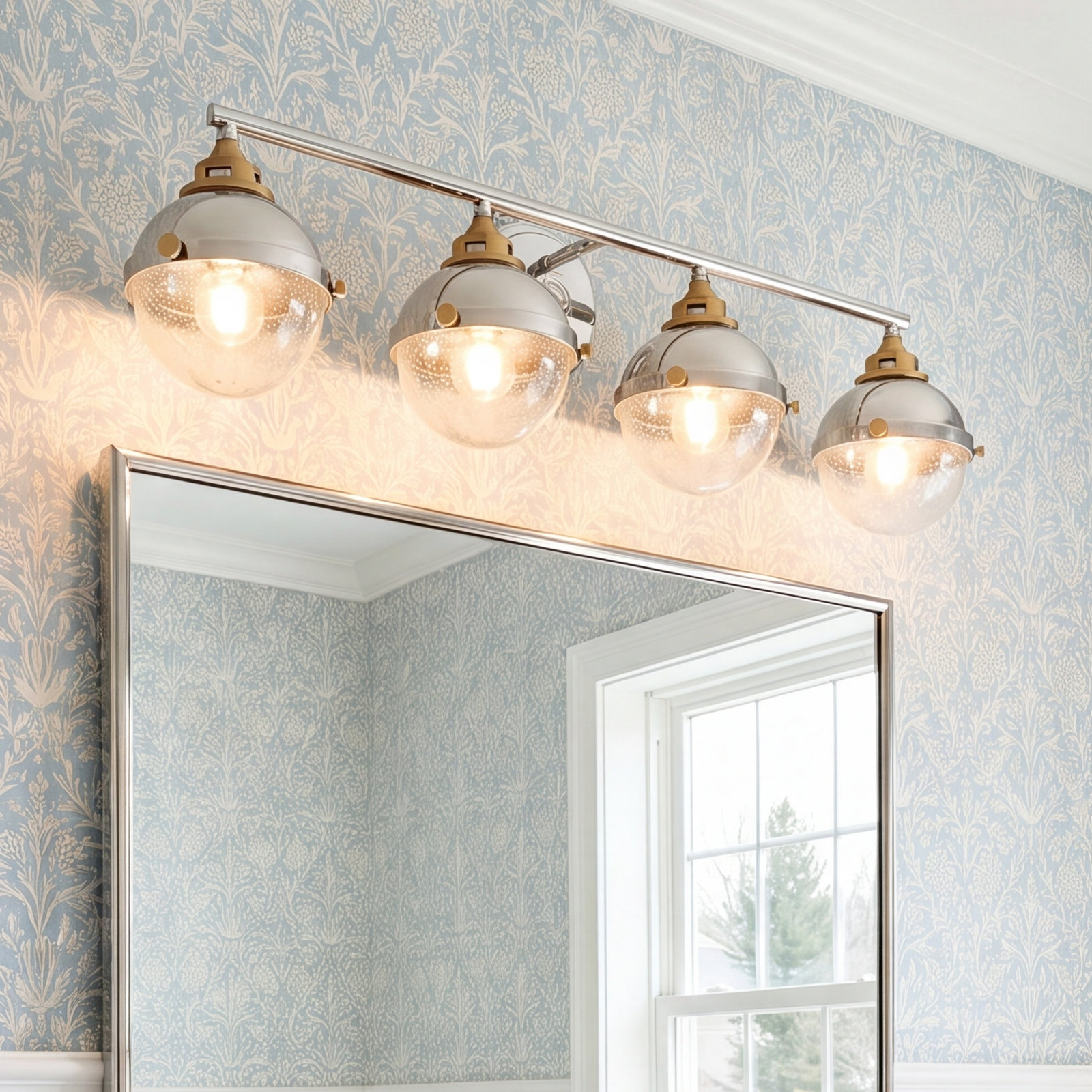 Kyoto 4 Light Seeded Dimmable Vanity Light