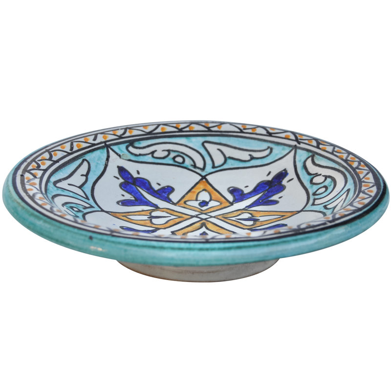 Assiette en céramique à motif d'arabesque andalou du milieu du 20e siècle