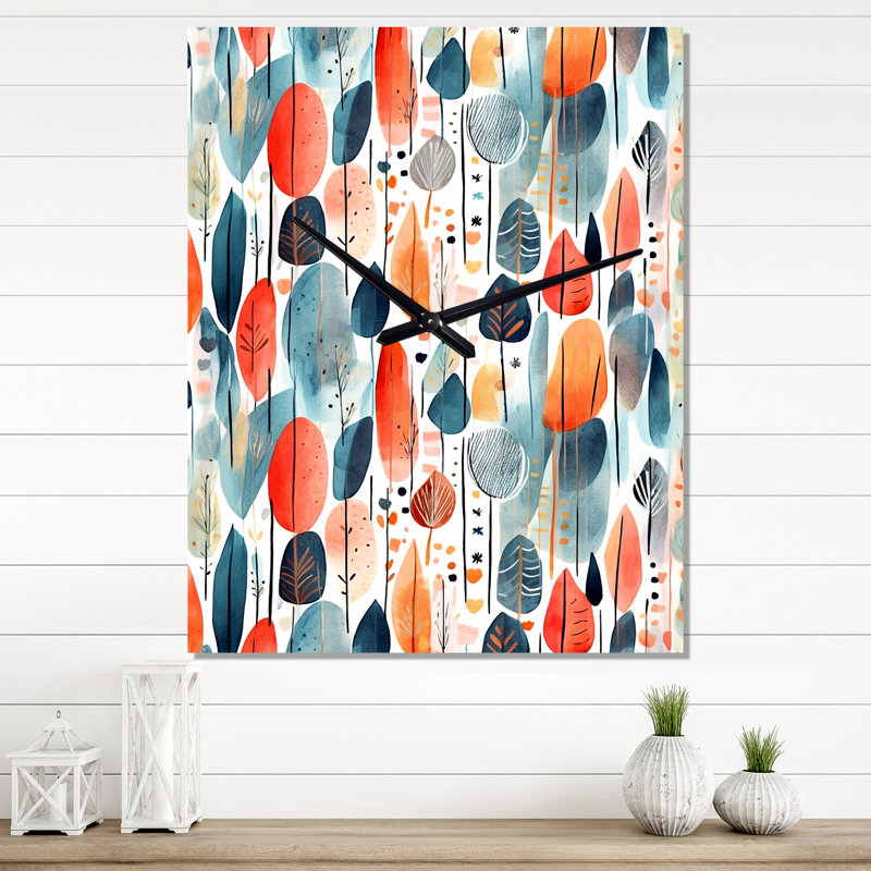 Horloge murale Coral Teal Scandinave Flowers III - Abstract, Très grand