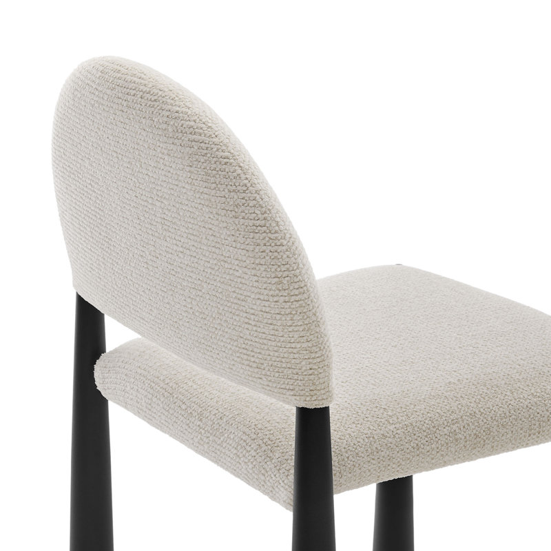Hayley Upholstered Fabric Dining Side Chair, Cream, Black