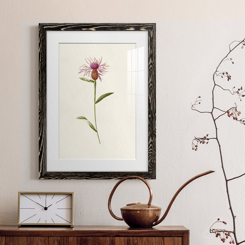 Mauve Garden Flowers VI - peinture encadrée, Cadre noir, H 44 po x l 31 po x P 1 po