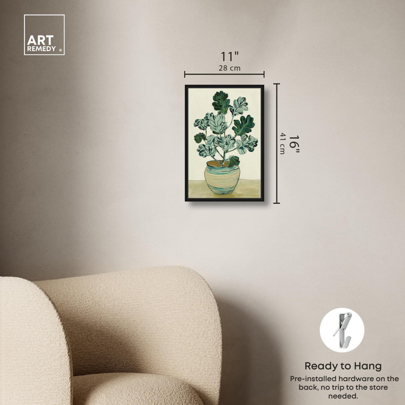 Reproduction d'art sur toile en pot Geranium II par Art Remedy, Structure noire, H 15 po x l 10 po