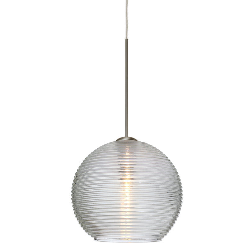 Luminaire sphère suspendu 1 lumières simple Kristall, Nickel satiné, Transparent
