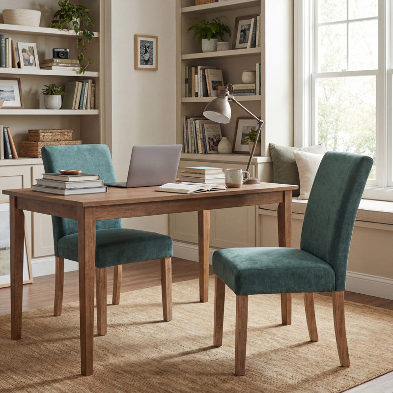 Chaise rembourrée en bois, Bleu vert