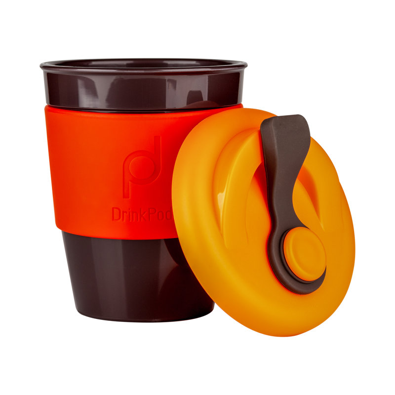 Drink Pod Plastic Travel Mug, Volcano/Red