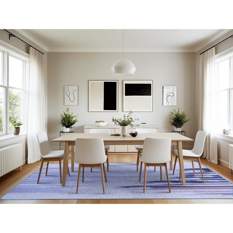 Tapis bleu tissé à la machine, Rectangle 7 pi x 10 pi