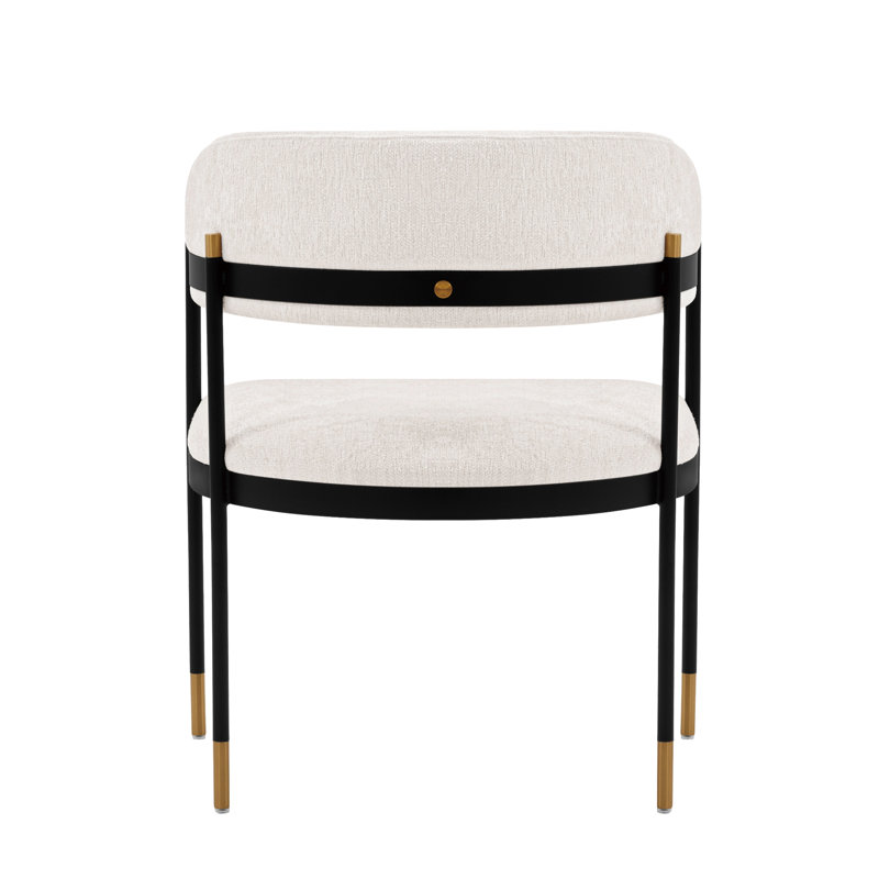 Lenahan Chenille Metal Side Chair Dining Chair, Cream, 2