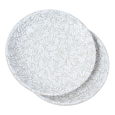 Handmade Heavenly Spring Ceramic Luncheon Plates (Pair)