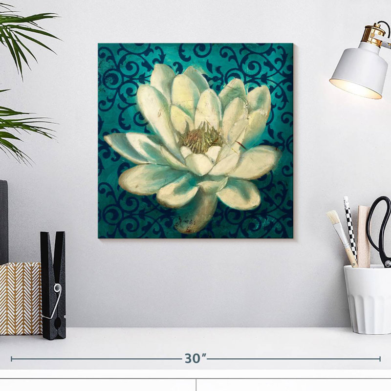 Harnek Water Lily On Teal, 16" H x 16" W