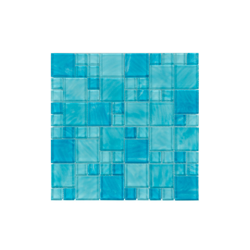 Impressions Random Sized Straight Edge Glass Mosaic Tile, Caribbean Dawn