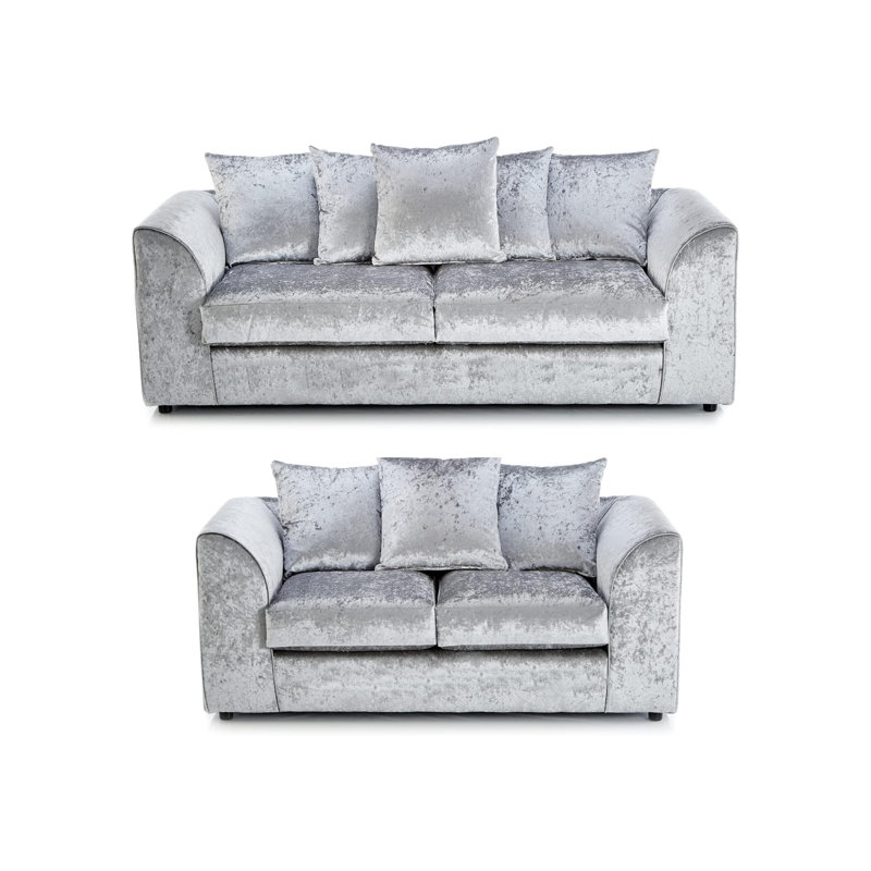 5 Seater Velvet Sofa, Silver