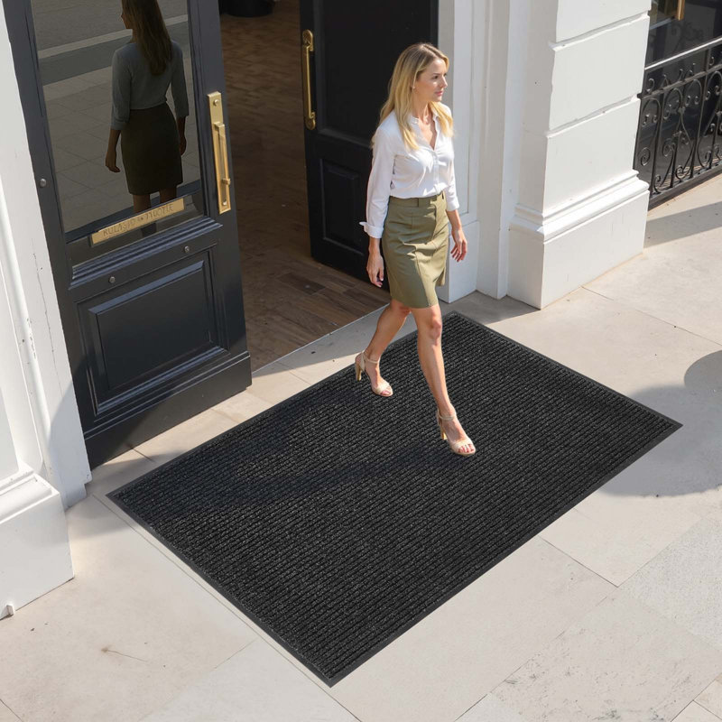 Non-Slip Striped Indoor / Outdoor Doormat, 121.9cm W x 182.9cm L
