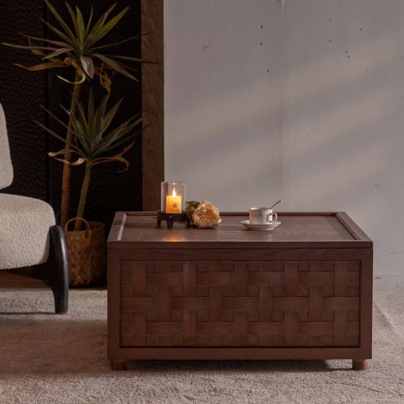 Farmhouse Coffee Table Storage Large Square Table