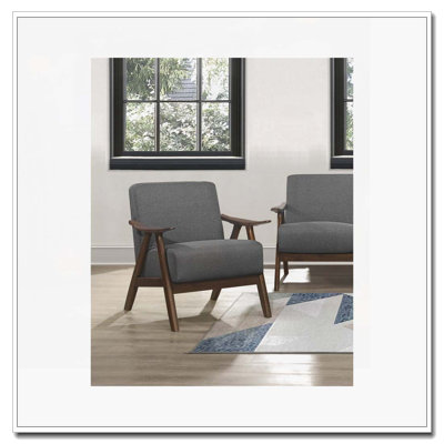Modern Home Furniture Gray Fabric Upholstered 1pc Accent Chair   Wood Cushion Back and Seat Furniture