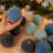 12PCS 8CM Flocked Christmas Balls Blue Grey, Xmas Tree Ornaments For Home Holiday Decor, New Year Party Supplies