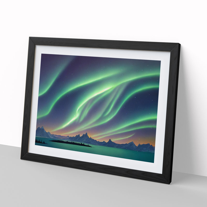 Illuminated Northern Lights - Framed Print, Black, 46cm H x 64cm W
