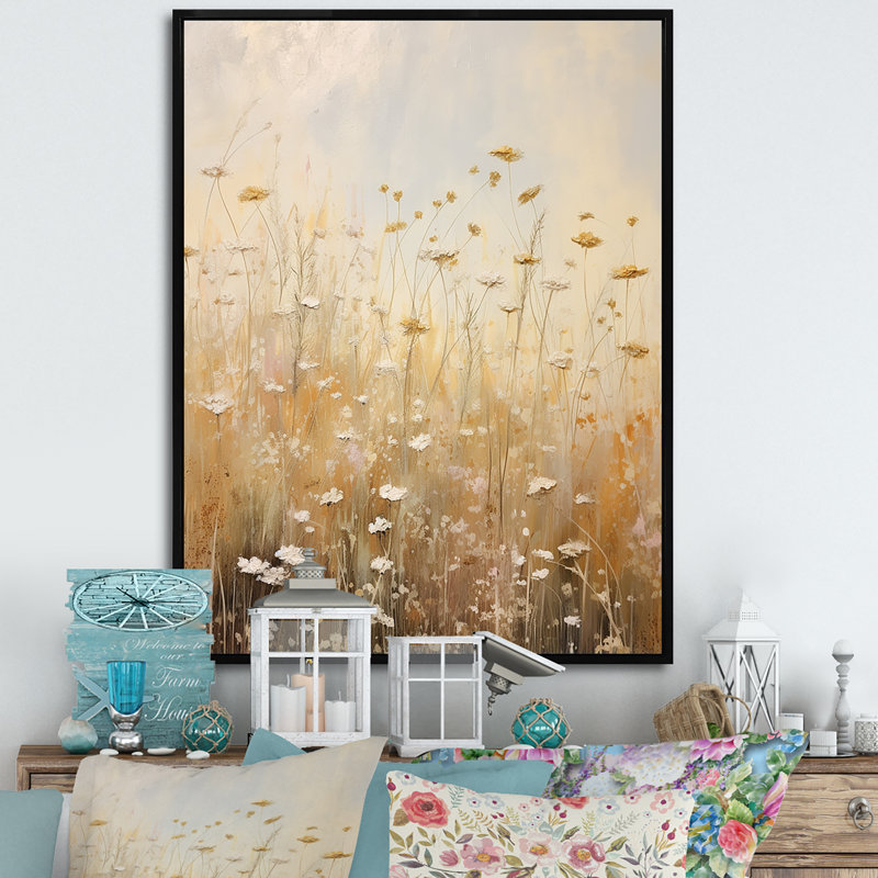 «Meadow Of Dreams V» sur toile, Cadre flottant noir, H 44 po x l 34 po x P 1,5 po