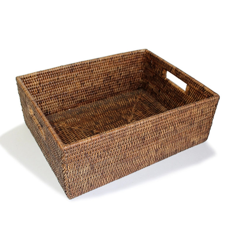 Handmade Wicker Decorative Basket, Antique Brown