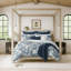Ensemble d'édredon en coton ivoire / bleu marine Provence-60308539