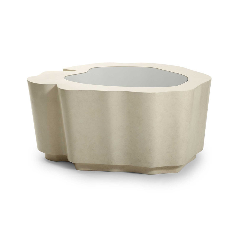 Amorphous Cocktail Table W/Glass Top, White