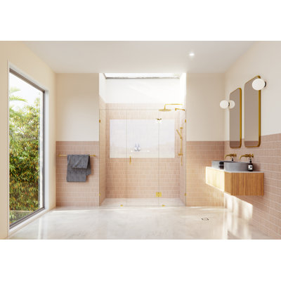 Stellar 71 in. x 78 in. Fully Frameless 3 Panel Inline Hinge Shower Door