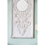 Ensemble de 2 grands panneaux d'art mural en bois avec finition blanche patinée et décorations de miroir rond, 17 po x 48 po