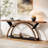 70.87'' Console Table with Storage Shelf, Rustic Industrial Sofa Table with Half-Moon Frame for Entryway or Living Room-348928090