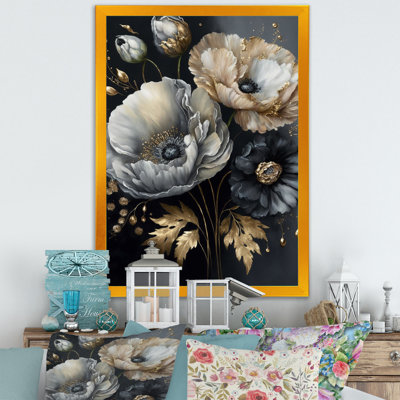 Bouquet de fleurs gris doré II - Bouquet de fleurs gris doré II - reproduction sur toile