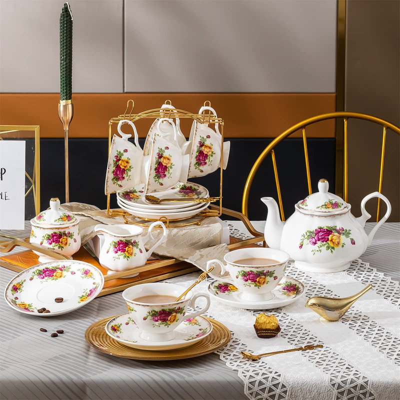 DNGJU 30oz. Floral Teapot Set