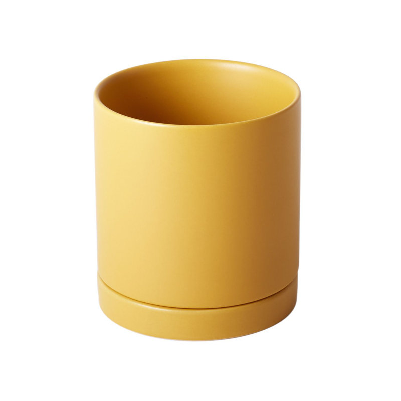 Pot de fleurs en céramique Carlotta, Ocre, H 4,75 po x l 4,25 po x P 4,25 po