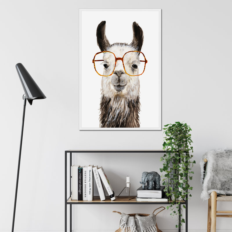 Hip Llama III by Victoria Borges - Painting, 95cm H x 65cm W, White Framed Paper Print