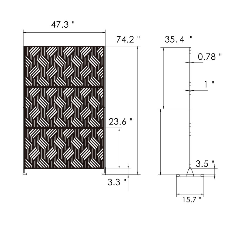Cloison décorative d'extérieur en métal Kozyard l 47,2 po (noir / tissage fer)