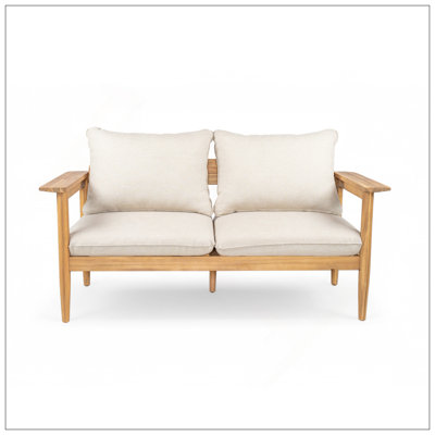 Terassi Outdoor Acacia Wood Loveseat With Comfortable Cushions And Durable Frame, Perfect For Relaxing In Style.