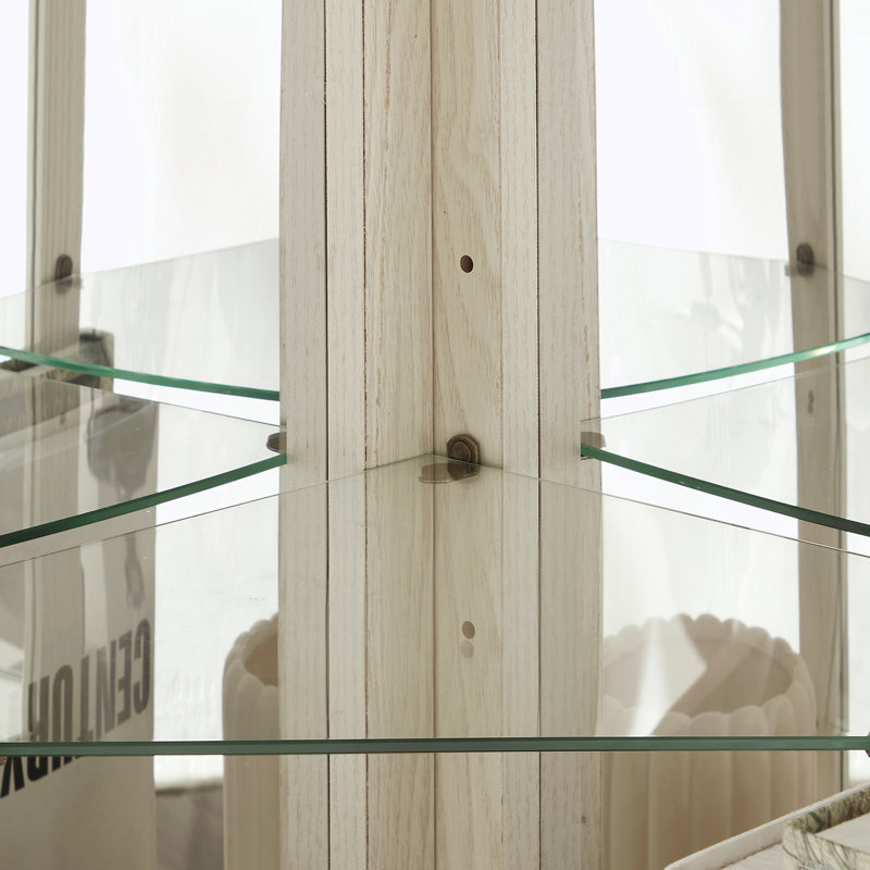 Tablette en verre avec portes en verre trempé, tablettes réglables, White