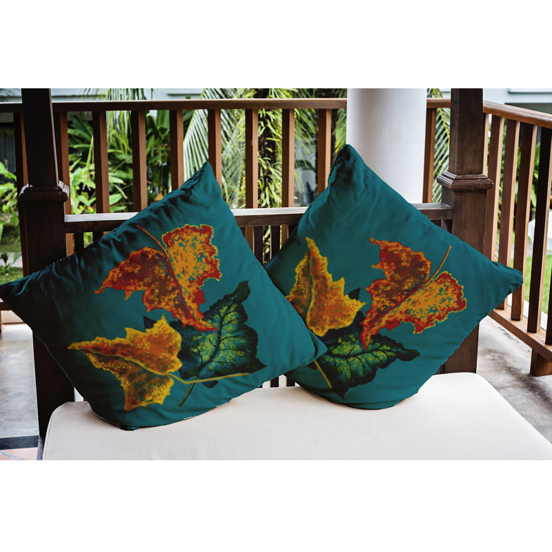 Outdoor Reversible Throw Pillow, 18" H x 18" W, Teal
