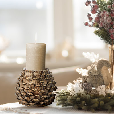 Porte-bougie en résine 5 po Pinecone