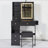 29.2" Small Size Left Drawer Desktop Vanity Table + Cushioned Stool, 2 AC+2 USB Power Station, Hair Dryer Bracket, Extra Large Touch Control Sliding LED Mirror, Tri-Color Switching, Brightness Adjust-951820200