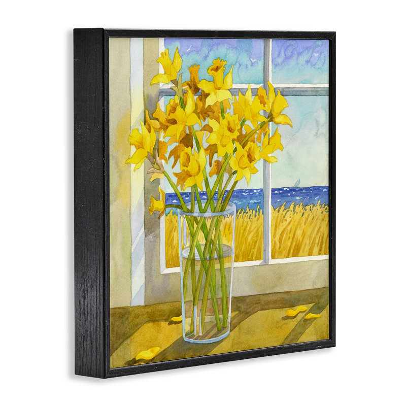 Jonquilles en bord de mer par Robin Altman, Giclée encadrée noir minuit, H 12 po x l 12 po x P 1,5 po