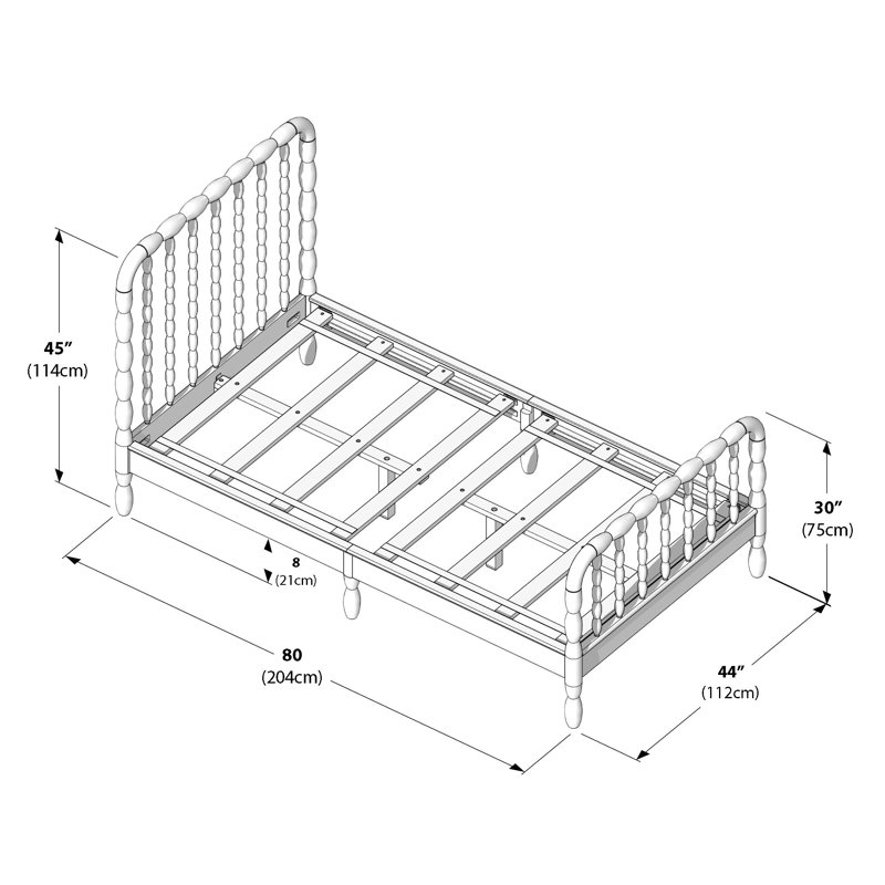 Lind Spindle Solid Wood Bed, Twin, Linen White