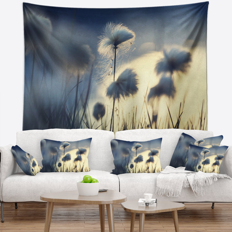 Tapisserie fleurs de coton arctiques, H 50 po x l 60 po