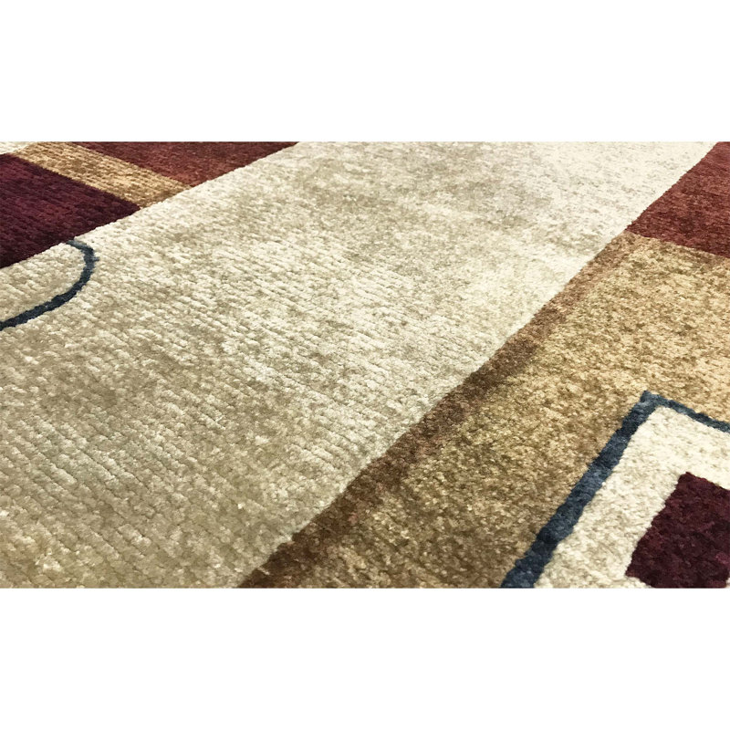 Tapis rouille de haute qualité noué à la main, Rectangle 4 pi x 5 pi 9 po