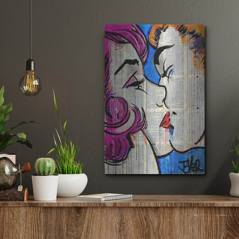 «True Pop Kiss» par Loui Jover, art mural en métal Mercer41, H 16 po x l 12 po
