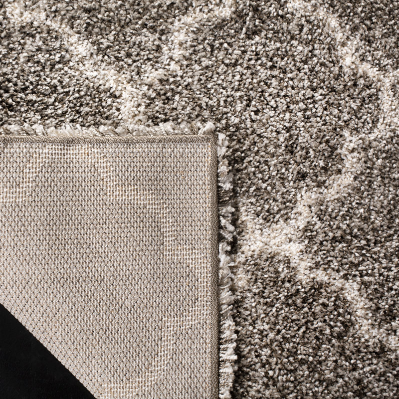 Darrold Shag Performance Geometric Rug, Rectangle 4' x 6', Ivory/Gray