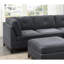 Canapé d'angle en tissu de chenille de style contemporain gris cendré avec pieds en bois et coussins modulaires classiques