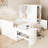 Full Size Platform Bed In White, Semi-Enclosed Frame With Three Solid Wood Panels, Side Shelves For Books And Journals, 6 Drawers Bedroom Organization, Desk Ports, Wardrobe Seasonal Luggage Bedding-1030527614