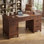 Bureau de direction de ferme 60 po avec prise de courant - Bureau à domicile en bois avec tiroirs classeurs et armoire réglable - Table d'étude patinée