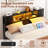 Kailynn Metal Bed Frame with Headboard, LED Lights and USB Ports, Large Storage Space-879657239-879657237