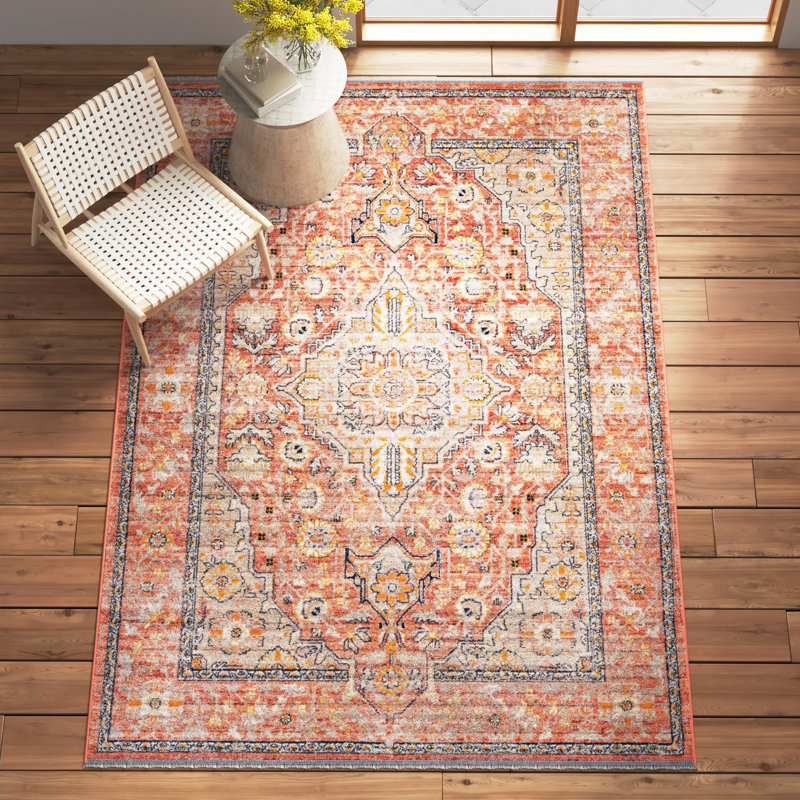 Alkire Oriental Area Rug, Rectangle 7'10" x 10'2", Brick Red