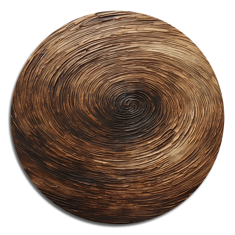 Brown Calm Current Spiral I - Abstract Round Metal Art, 36" H x 36" W