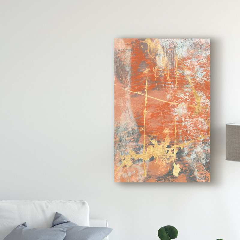 « terre terre cuite dentelle i », reproduction de peinture à l’acrylique sur toile tendue, H 47 po x l 30 po x P 2 po